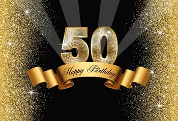 

Vinyl Photography Backgrounds Custom Luxury 50th Adult Birthday Party Gold Glitter Light Decor Celebrate Photobooth Studio