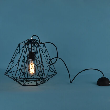 pendant bedroom cage lamp decorative iron diamond led creative living light