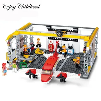 

Sluban B0372 599pcs Small Aircraft Repair Shop Model Building Block Bricks Kits Kids Toys Hobbies Compatible Technic