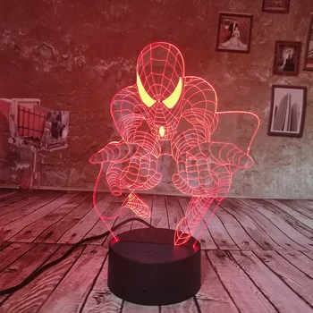

Dropship Cool Marvel Spider Man Light USB 3D Night Light 7 Color Gradient Light LED Table Lamp Birthday Xmas Holiday Gift Decor