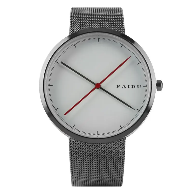 

Kevin Casual Wrist Watch Man Woman Simple White Round Dial Elegent Design Stainless Steel Mesh Band New Clock Festival Gifts