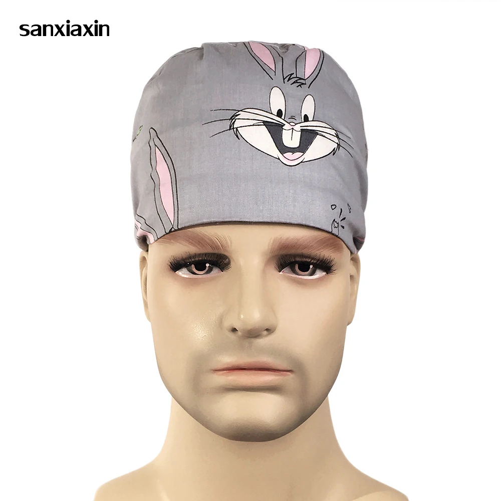 

wholesale Fashion print cartoon Hat Dentists Surgical Caps Work Nurse cap Adjustable Clinic Hats medical surgery cap doctor hat