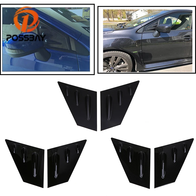 POSSBAY черный карбоновое окно четверть жалюзи Совок Vent для Subaru WRX-настоящее авто стикер для Subaru Impreza седан
