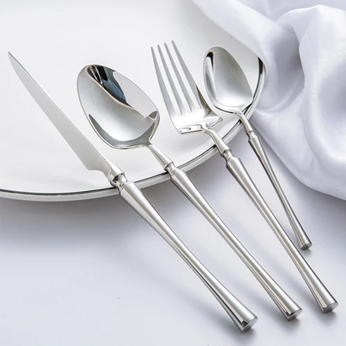 Западная Посуда, роскошный набор посуды, ножи, вилки, ложки, чайные ложки, классический столовый набор, набор для свадебной вечеринки, набор инструментов - Цвет: Silver 4pcs