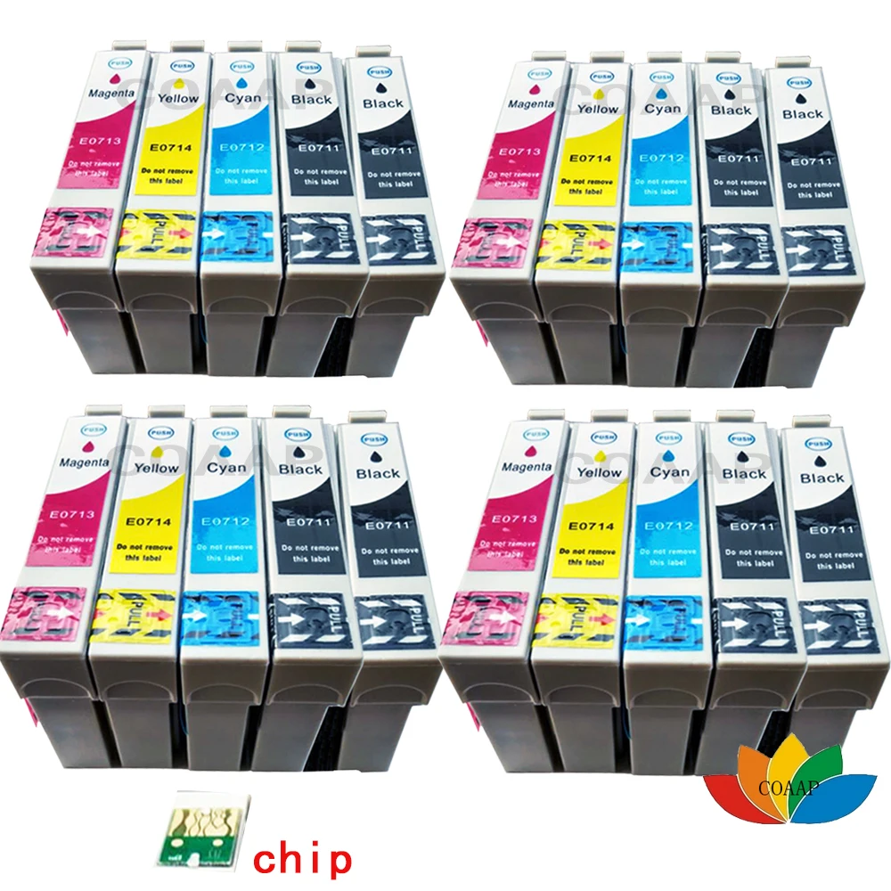 

20x T0711 T0712 T0713 T0714 Compatible Ink cartridges for Epson stylus DX4050 DX4400 DX8400 DX8450 DX9400 DX9400F with chip