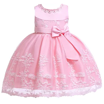 

Fashion Cute Baby Girl Solid Princess Bridesmaid Pageant Gown Birthday Party Wedding Dress Sukienka Niemowlak 1St Birthday Dress