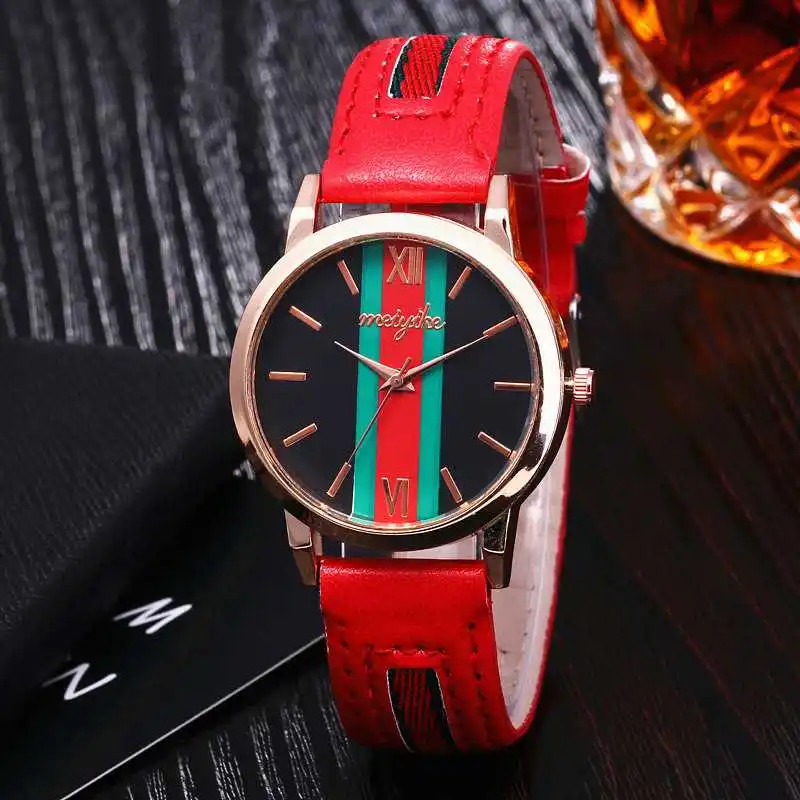 

montre femme 2019 New Watch Women Casual Leather Quartz Watch Stripe pattern Simple Stylish Personality Casual Ladies Watch