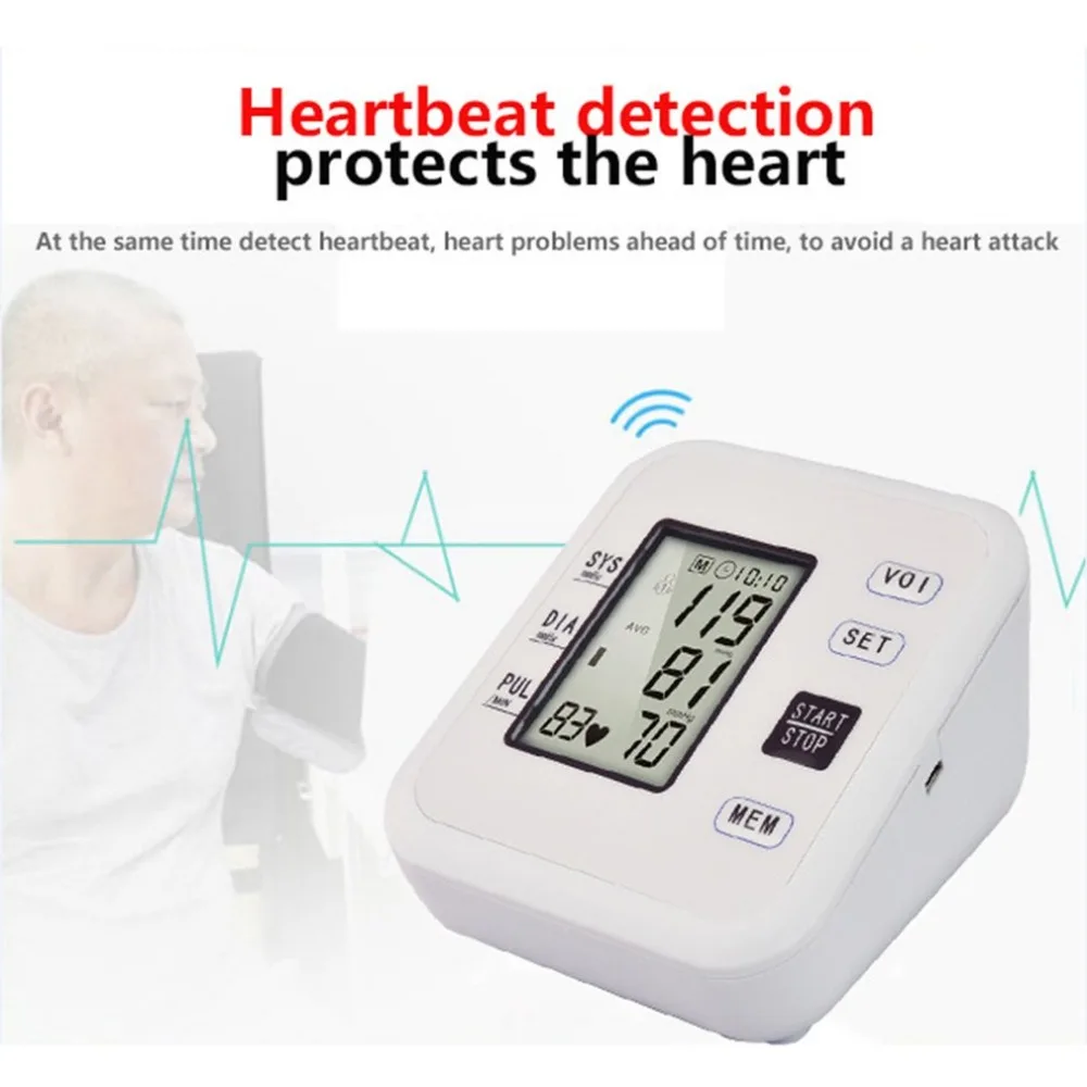 Portable Arm Blood Pressure Monitors Rechargeable Voice Tonometer Smart Digital Health Care Household Sphygmomanometer