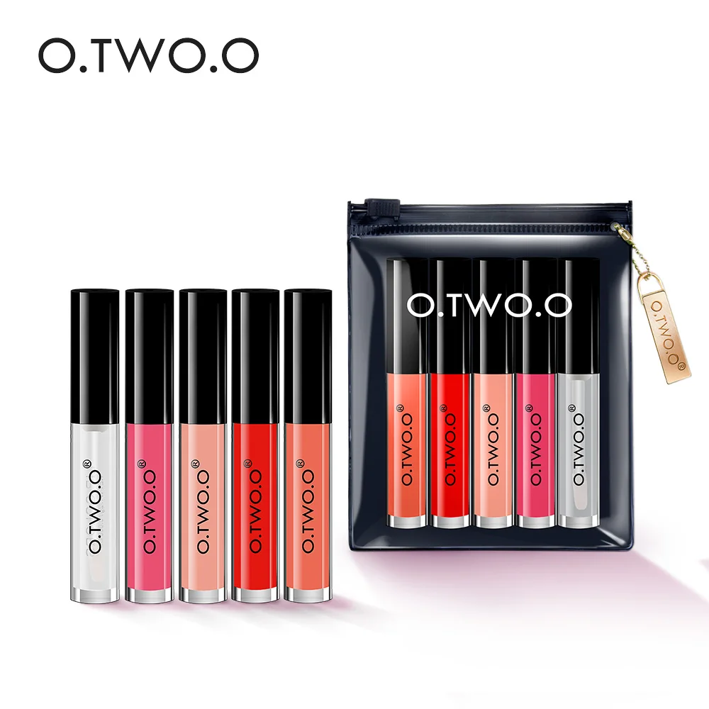 

O.TWO.O Lip Gloss 5pcs Makeup Set Matte Liquid Lipstick + Lip Oil Kit Soft Texture Waterproof Kiss-Proof Long-Lasting Cosmetics