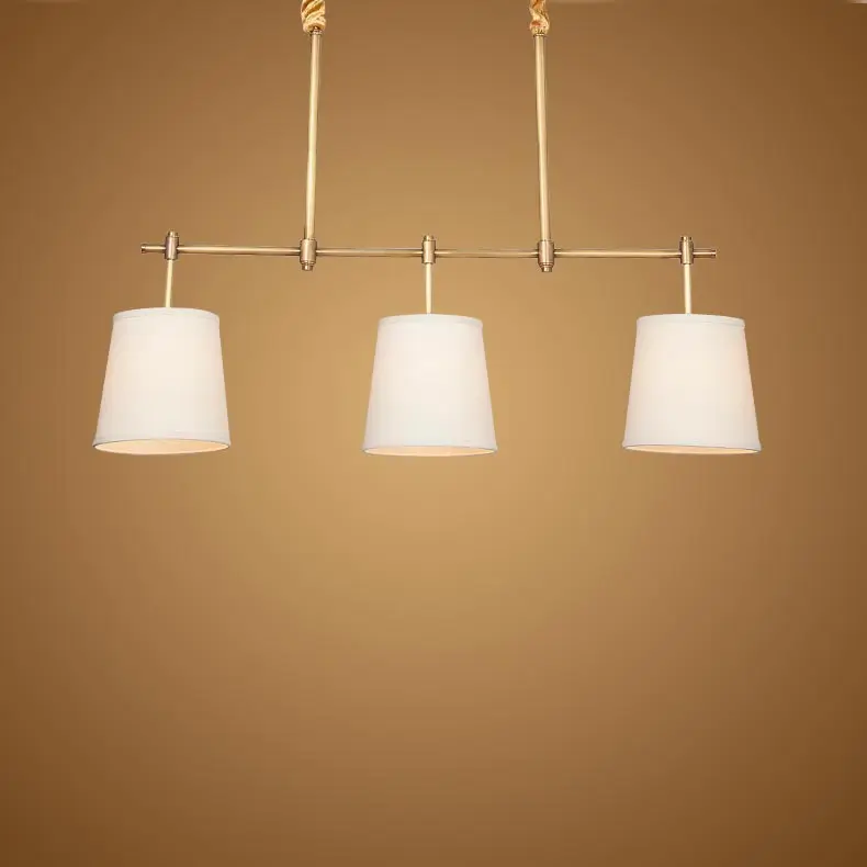 Full-Copper-Chandelier-Rectangular-Simple-Modern-Bronze-Lamp-with-White-Fabric-Shade-Lamparas-Lustre-E14-110