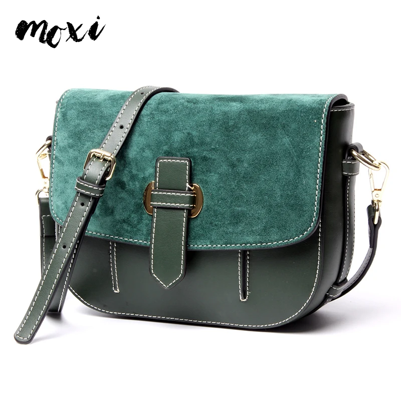 

MOXI Cow Leather Women Messenger Bag Matte Style Female Shoulder Bag Cover Daily Crossbody Bag Retro Trendy Daily Shopping Bag