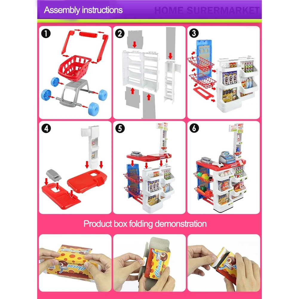 Много аксессуаров верстак фаст-фуд супермаркет торговый стенд корзина кассовый аппарат детский игровой дом ролевые игрушки