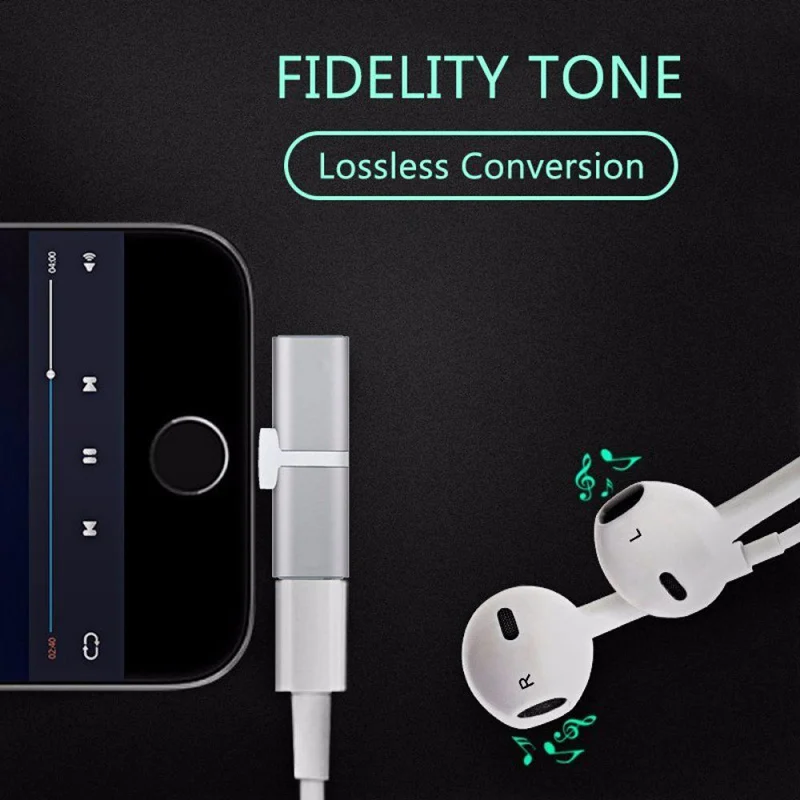 AIFFECT Mobile phone 2 in 1 Splitter For Lightning Audio Charging Adapter For iPhone 7 8 PlusX Headphone Splitter Adapter Converter 04