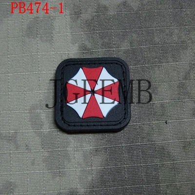 2 шт Biohazard Обитель зла, Umbrella корпорация Биохимический логотип опасности 3D ПВХ патч - Цвет: PB474