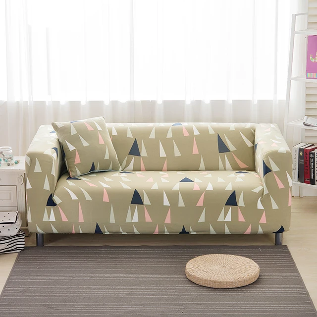 Geometric Pattern Design Triangle Stretch Elastic Fabric Sofa Cover Geometric Pattern Design Triangle Stretch Elastic Fabric Sofa Cover Fresh Green L Multi