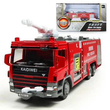 

1:50 Simulation Alloy Engineering Vehicle Water Tank Fire Truck Model Fire Engine With Water Pistol Fire Alarm Ornaments Car