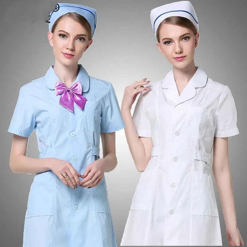 2018 Ladys White Short Sleeve Lab Coat Doctors Surgeon Scientist Outfit