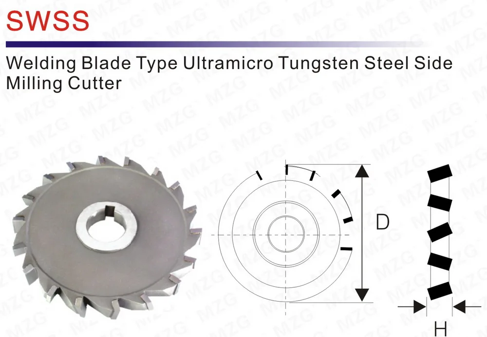 MZG резка неправильный зуб 75-200 мм сварочный край типа Вольфрамовая сталь Боковая фреза, Т-паз фрезы обработки