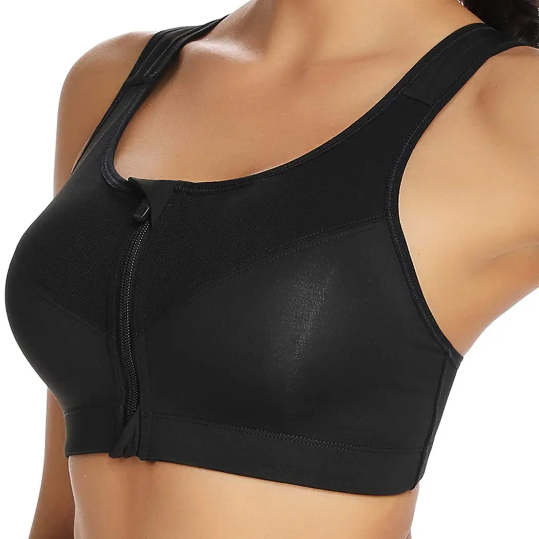

Sexy Fitness Padded Brassiere Quick Dry Women Bra Breathable High Stretch Tank Top Zipper Push Up Underwear for Sports Running