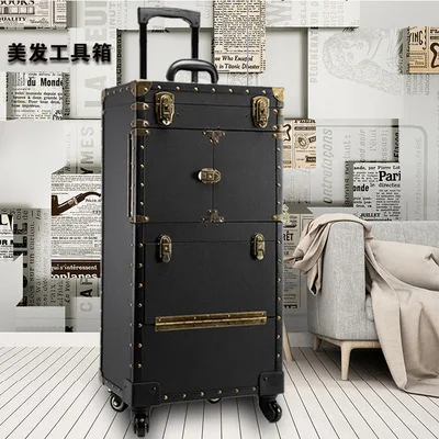  New Women Trolley Cosmetic caseNails Makeup ToolboxDetachable Foldable Beauty Box on wheel Travel b