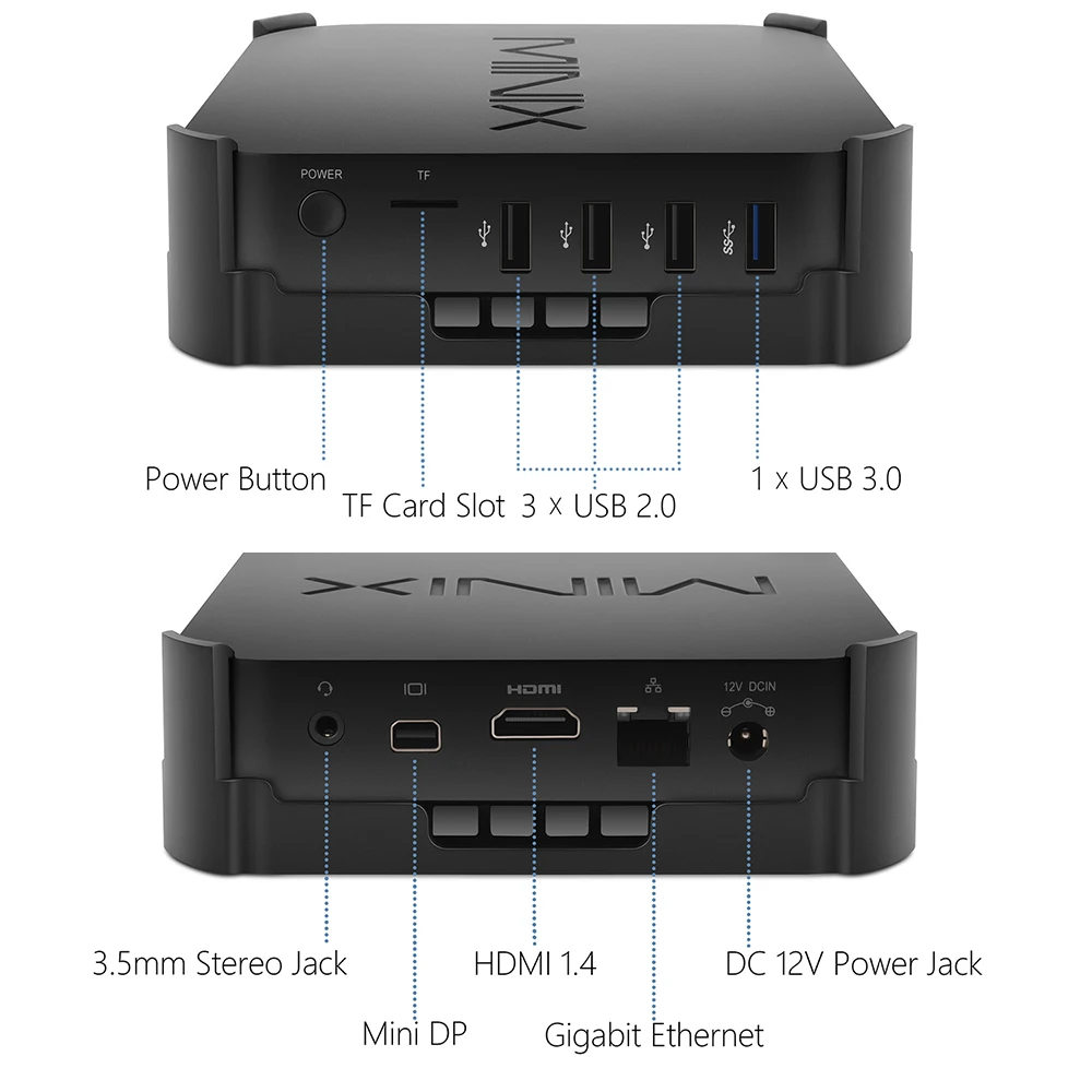 MINIX NEO Z83-4 Pro Intel Мини ПК официальный Windows 10 Pro мини ПК Intel Atom x5-Z8350 4 ГБ/32 ГБ с креплением VESA портативный мини ПК