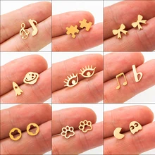 Meerdere Golden Rvs Leuke Stud Oorbellen voor Vrouwen Meisjes 2018 Mode Minimalistische Oorbellen Anjers Jewlery Geschenken(China)