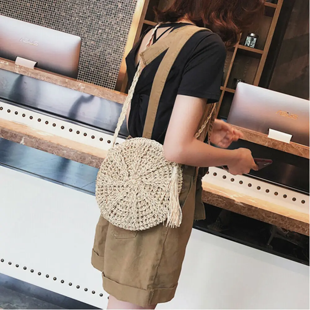 بوهو الشاطئ الصيف Crossbody حقيبة للنساء 2019 عبر الجسم Shouler حقيبة جولة التعميم القش المنسوجة بلايا سلة المحافظ و يد بوهو الشاطئ الصيف Crossbody حقيبة للنساء 2019 عبر الجسم Shouler حقيبة جولة التعميم القش المنسوجة بلايا سلة المحافظ و يد