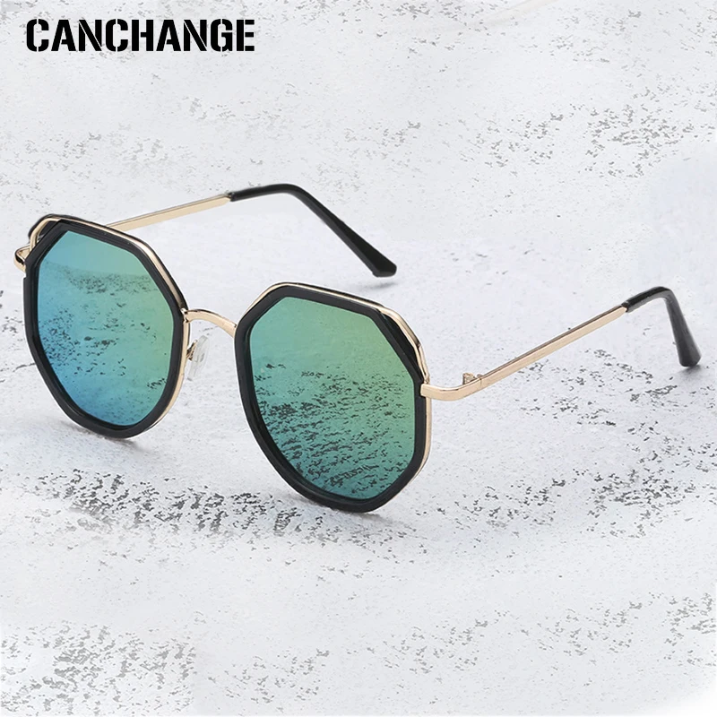 

CANCHANGE Classic Retro Sunglasses Women Hexagon Sunglasses Metal Frame Eyewear Sun Glasses Sea color Oculos De Sol gafas