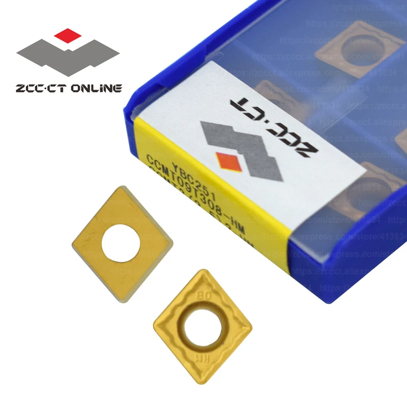 

10pcs ZCC CCMT machinery tool CCMT09T308-HM YBC251 CCMT32.52 for semi-finishing of steel alloy cutter CCMT09 lathe cutter