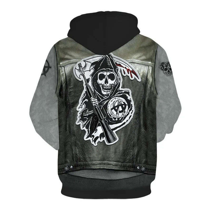 Hot new skull men's Hoodie Sweatshirt 3D printing funny hip hop hoodie Gothic Skull Hoodie autumn jacket men's sportswear