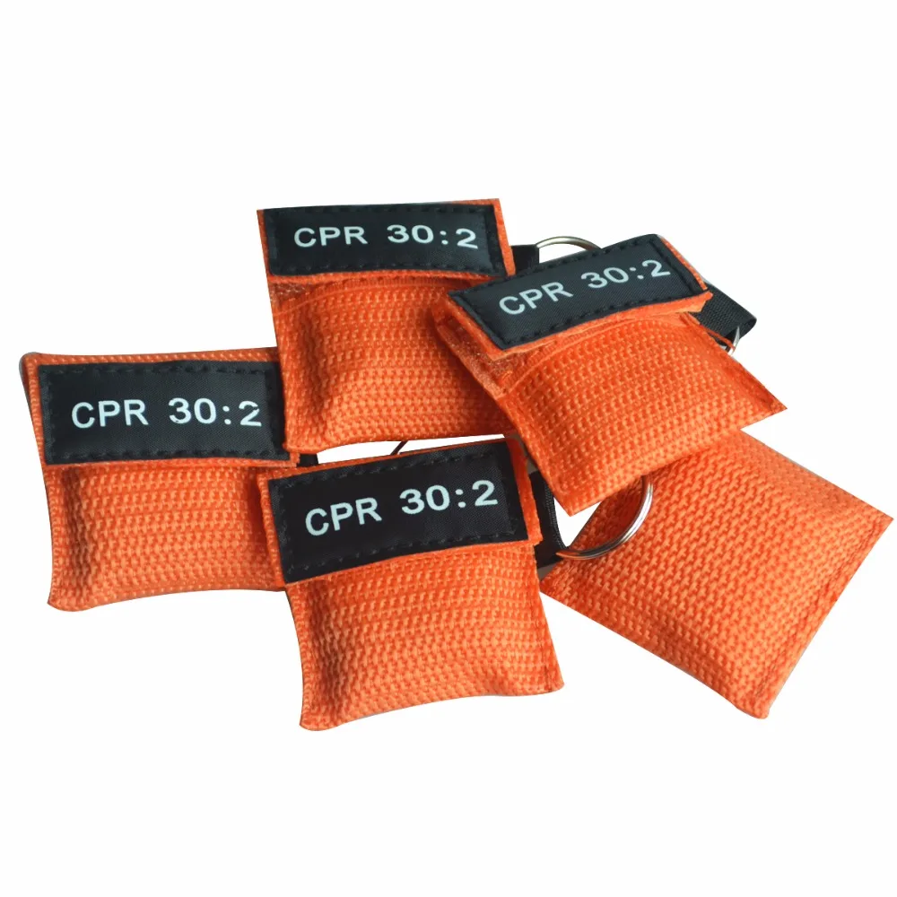 10 Pcs/Lot New Cpr Mask With Keychain First Aid Cpr Resuscitator Mouth Mask Hygiene Face Shield Cpr 30:2 Orange