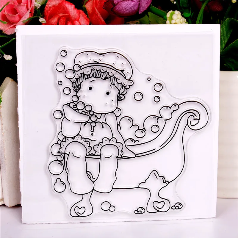 

Bathing girl pattern Stamp Scrapbooking New Alphabet Stamp Embossing Craft Silicone Transparent Stamps