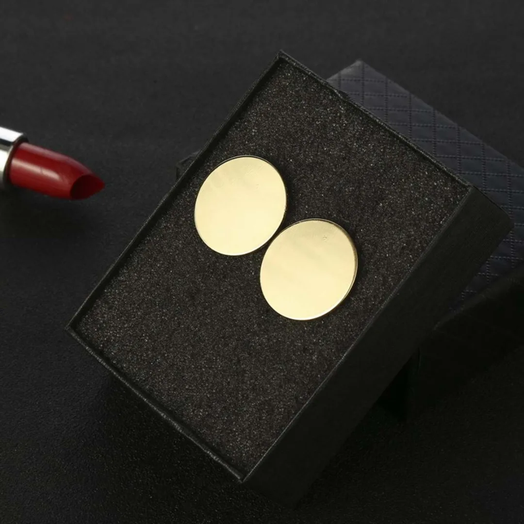 1Pair High Quality Gold Metal Circle Stud Earrings Minimalist Geometric Round Ear Stud Fashion  Jewelry Gift For Women