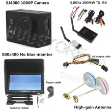 RC FPV Combo System 5.8Ghz 200mw transmitter receiver No blue monitor SJ4000 Camera for walkera CX20 DJI Phantom QAV250 F450 3KM