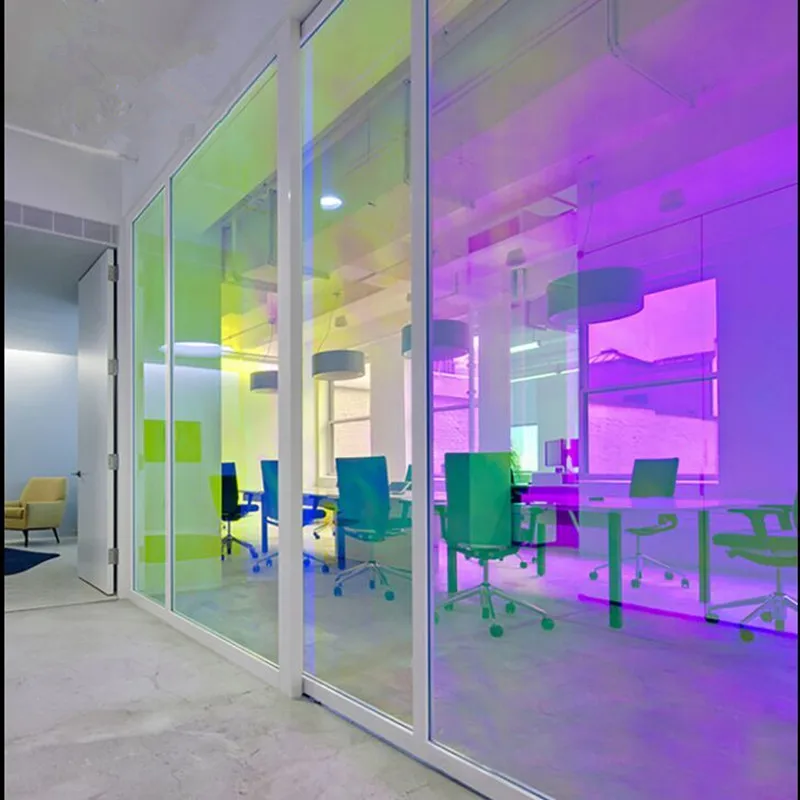 US $245.00 138x20m54x66ft Laser Colorful Window Tint film Sun Shade Decorative Color Changing Iridescent Rainbow Effect Window Sticker