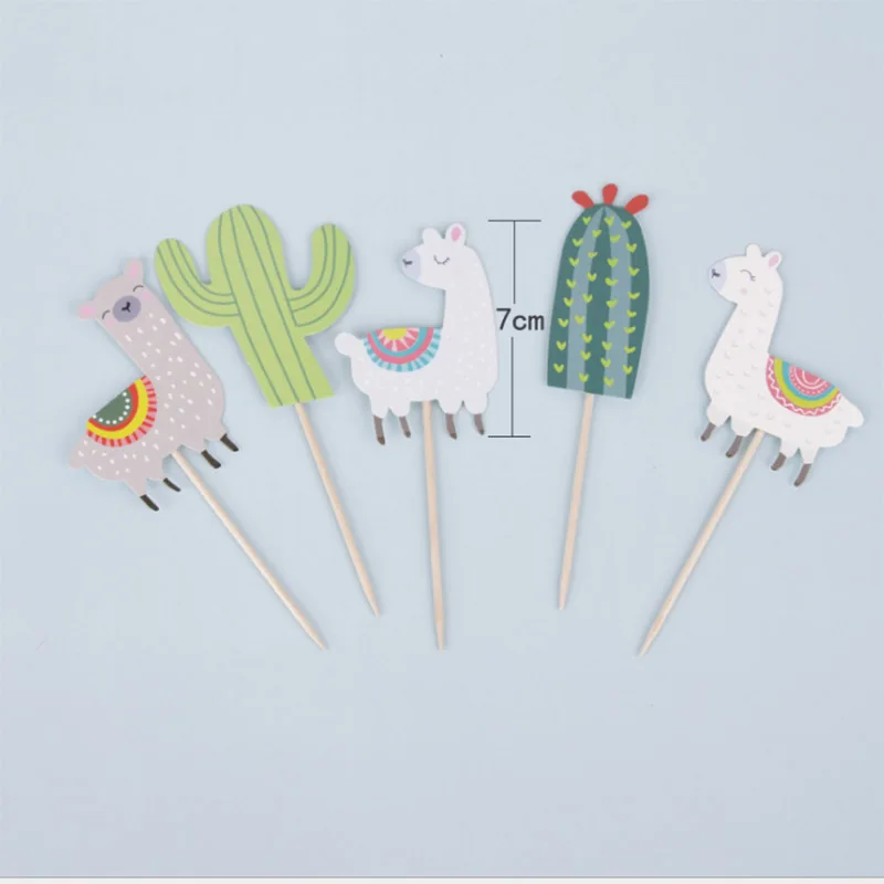 Cactus Alpaca Llamas Unicorn Cake Topper Cupcake Toppers Wedding Birthday Cake Decoration Jungle Summer Party Supplies