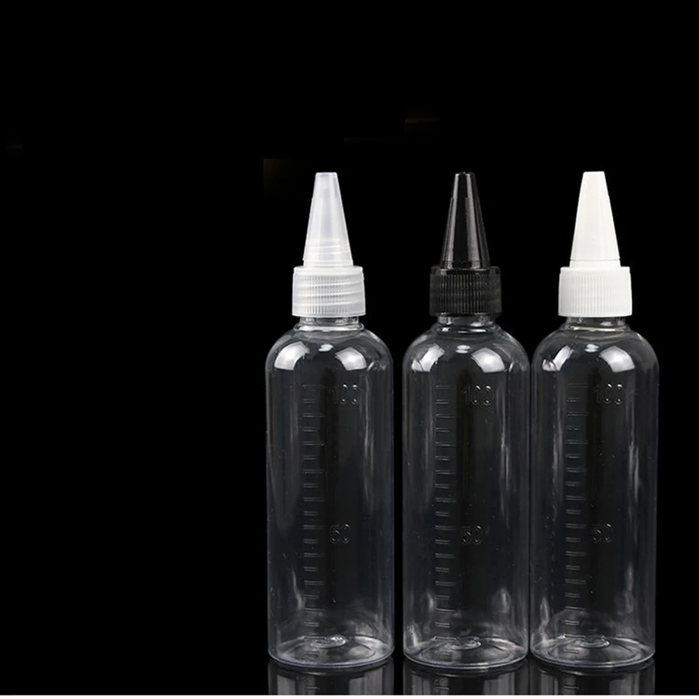 

100ml Refillable Bottles Liquid Bottle with Twist Off Cap Graduation Bottle Silk Printing For Hair Gel Cosmetic Liquid