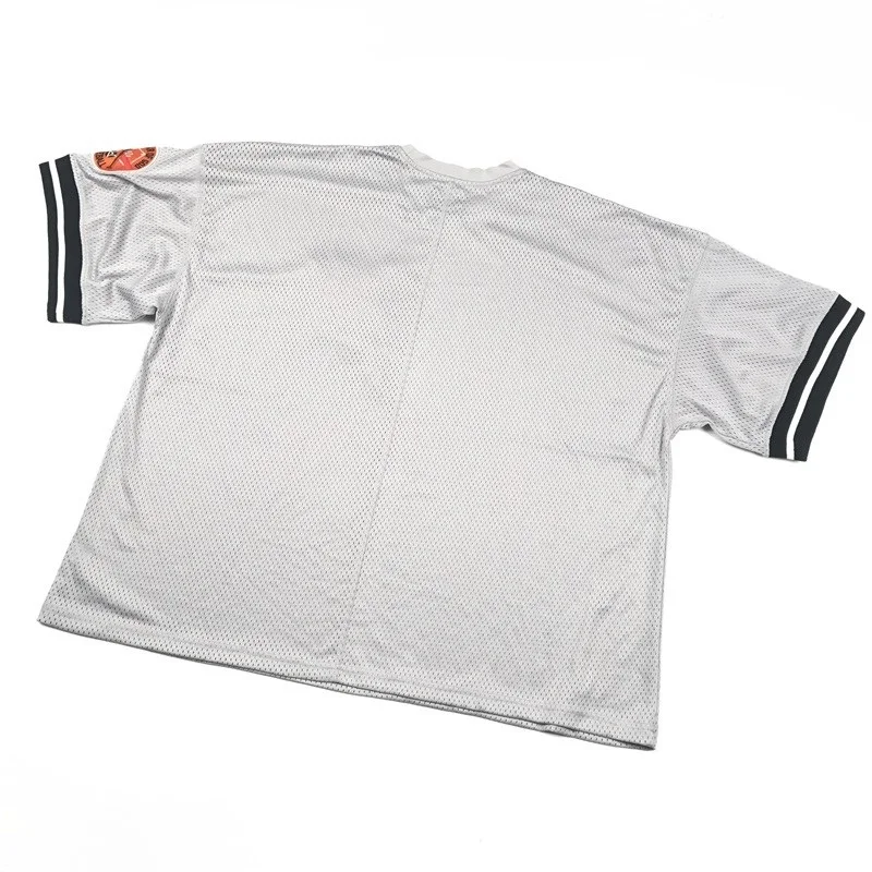 Best Quality Applique Badge Oversize Mesh T-shirt Justin Bieber Loose Tee Rib knit Armhole Streetwear