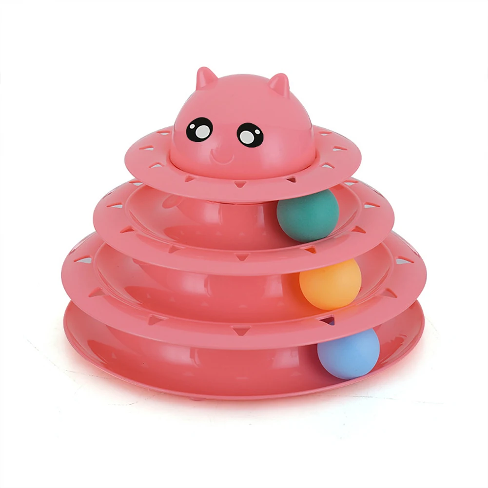 

3 Level Developmental Pet Interactive Durable Training Turntable Tower Roller Exerciser Eco-friendly Ball Cat Toys Funny Gift