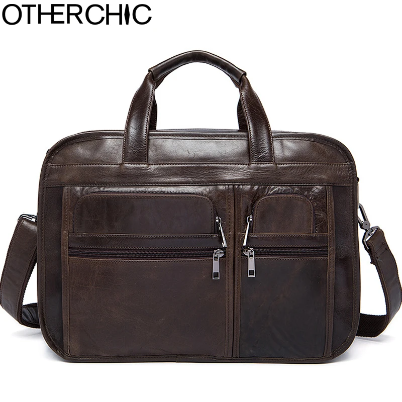 

OTHERCHIC 3 Layers Spacious Portfolios Briefcase Genuine Leather Business Bag Vintage Men Messenger Bags Lawyer Handbags 7N06-32