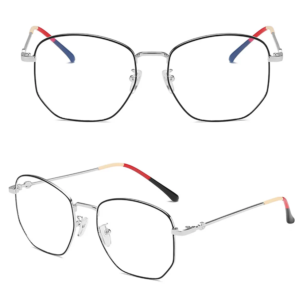 Винтажная, брендовая, дизайнерская анти-Голубые светлые стекла для очки для мужчин для женщин оправы очки с защитой от синего света Топ унисекс - Цвет оправы: Black Silver