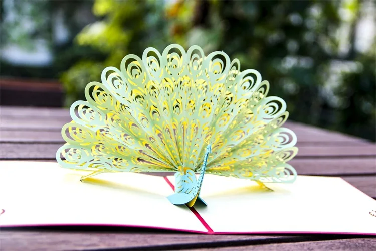 FANLUS Peacock Pop up Birthday Card for Wife Husband Kids Day Card and Envelopes Handmade 3D Anniversary Wedding Card Graduation (9)