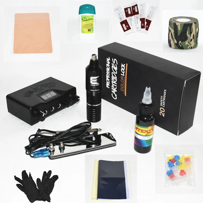 

Professional Rotary Hybird Pen Tattoo Kit Immortal Tattoo Inks Set LCD Mini Power Equipment Supplies Free shipping