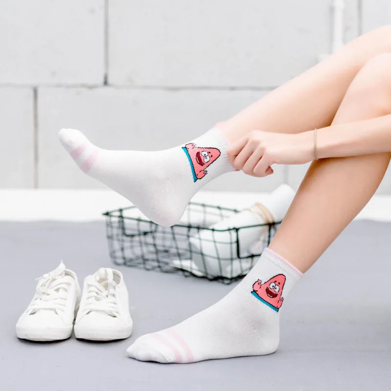 Мультфильм Для мужчин и Для женщин забавные узорчатые Для женщин комплект хлопковые носки хипстерская одежда по аниме Harajuku Бесплатная