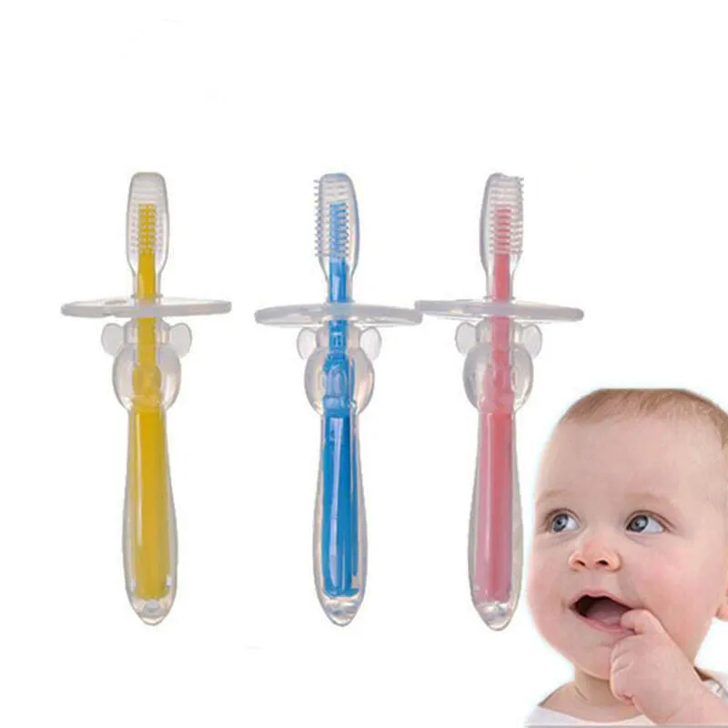 1Pc Baby Toothbrush Kids Silicone Toothbrush Baby Care Brush For Clear