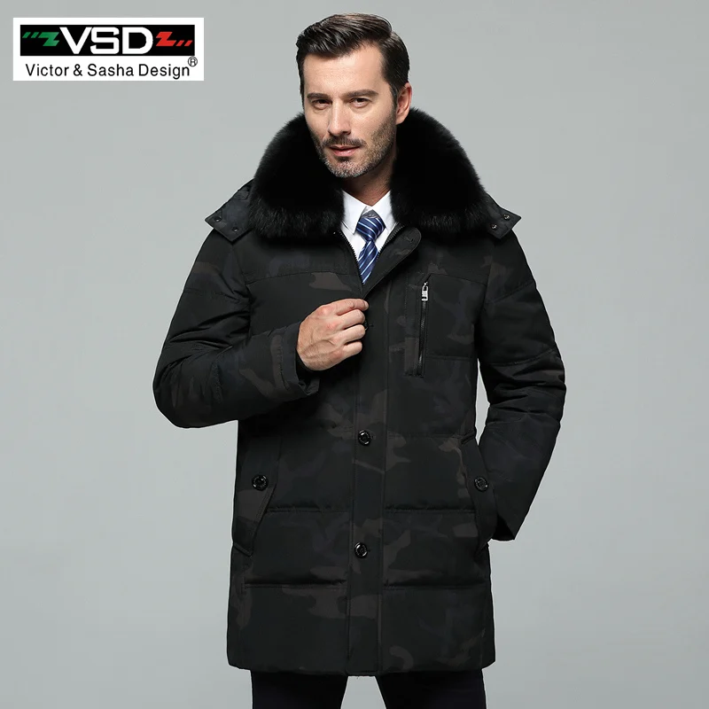 

VSD Winter New Duck Down Jacket Real Fur Collar Men's Fashion High Quality Father Clothing Casual Jackets Thickening Parka VS970