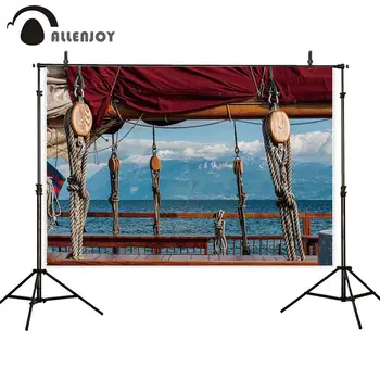

Allenjoy photography backdrop mast pirate ship sail mountain sea background photobooth photo sessions photocall decoration