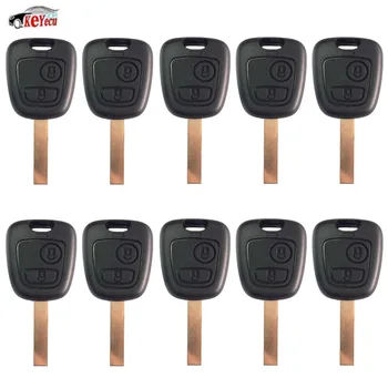 

KEYECU 10 Pcs/lot KYDZ Keyless Entry Remote Key Fob 2 Button 433MHz With ID46 Chip for Peugeot 307 Uncut Blank VA2 Blade