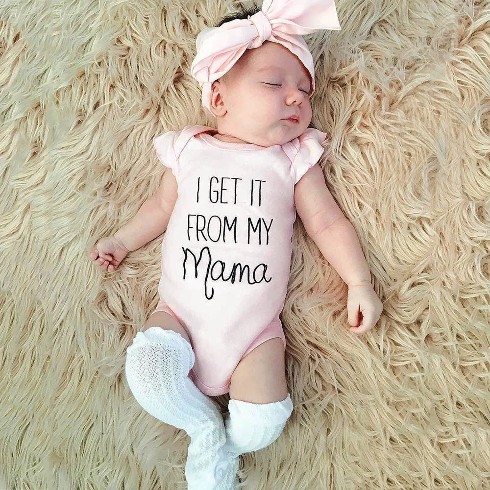 

Regualr Cotton Summer Fashion Baby Sets For Girls O-neck Sleeveless Letter Print Clothes + Solid Hairband Children Girls Outfits