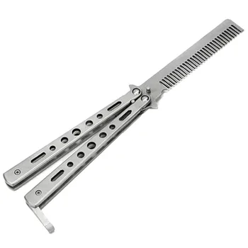 

Foldable Stainless Steel Comb Hair Pomade Styling Butterfly Comb Hairdressing Knife Comb For Beard & Moustache Brushes Hairdre
